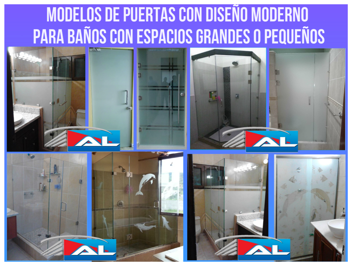 Modelos de puertas con diseño moderno  para baños con espacios grandes o pequeños