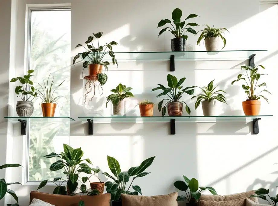 Transforma tu Hogar con Repisas de Vidrio de Pared para Plantas