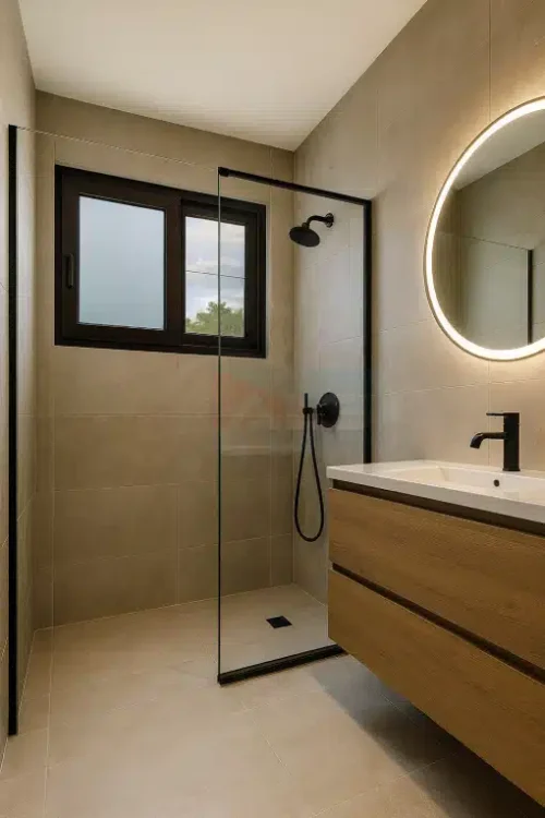 Ventanas de PVC Corredizas para Baño Color Negro