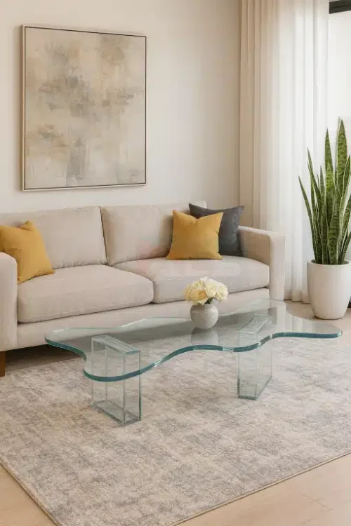 Mesa de Centro de Vidrio con Forma Irregular