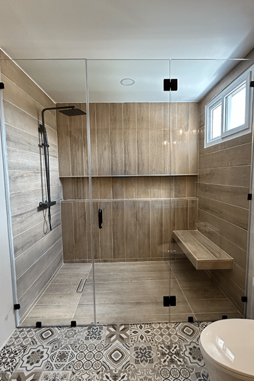 Puertas Abatibles para Ducha con Accesorios Negros